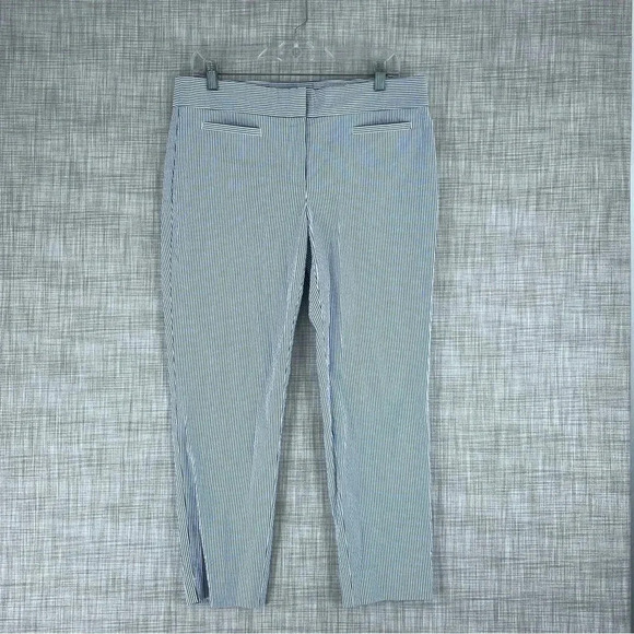 Ann Taylor Devin Cropped Pants Womens Size 8 Blue / white 1702 - Picture 1 of 9